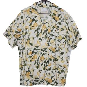 Old Navy - Yellow Floral - Short Sleeve Button Down Shirt - Men’s: XL